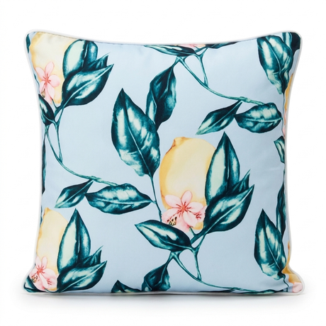 Wild Lemon Blue 45x45cm Outdoor Cushion — studio view