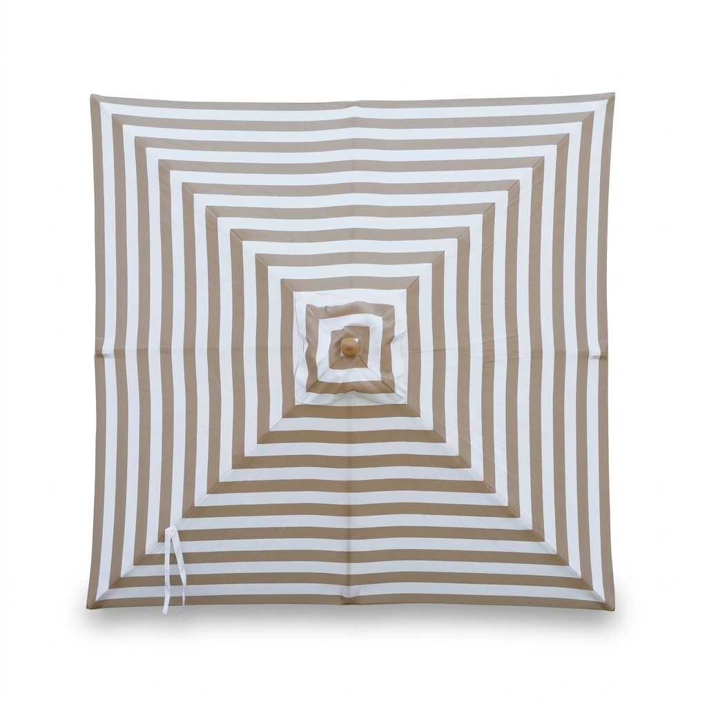Replacement Canopy for 2m Bamboo Umbrella - Taupe and White Stripe — studio view