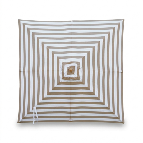 Replacement Canopy for 2m Bamboo Umbrella - Taupe and White Stripe — studio view