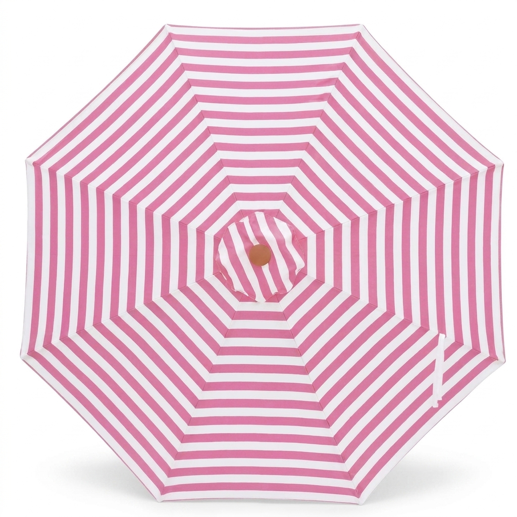 Replacement Canopy for 3m Bamboo Umbrella - Pink and White Stripe — front view