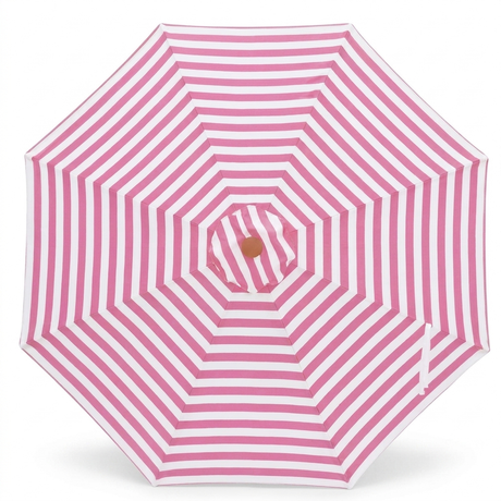 Replacement Canopy for 3m Bamboo Umbrella - Pink and White Stripe — front view