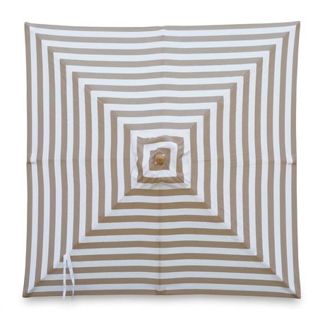Replacement Canopy for 2m Bamboo Umbrella - Taupe and White Stripe — front view