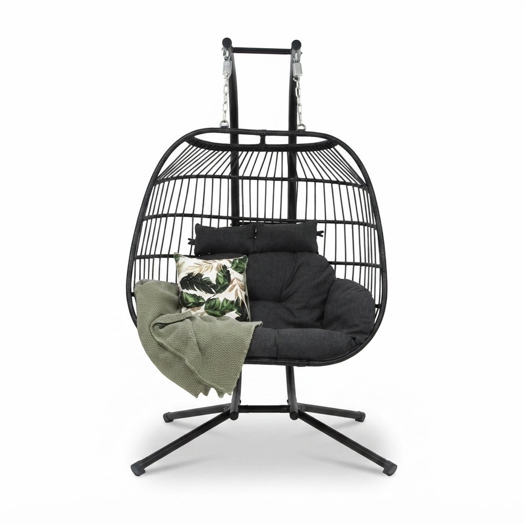 Snug Steel Hanging Chair - Black — front view