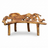 Teak Root Bench — front view