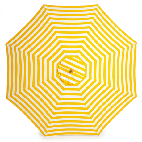 Replacement Canopy for 3m Bamboo Umbrella - Yellow and White Stripe — front view