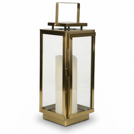 Amalfi Gold Hurricane Lantern Large — front view