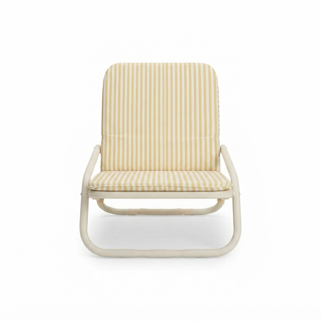 Banana Yellow and White Stripe Beach Chair — front view