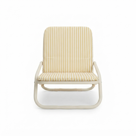 Banana Yellow and White Stripe Beach Chair — front view