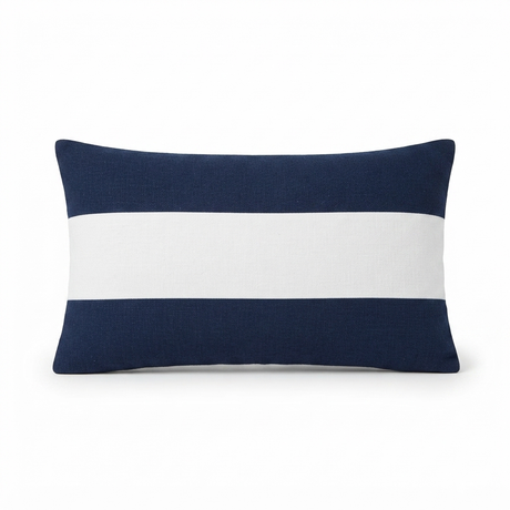 Linen  Stripe Navy - Indoor Cushion (30 x 50) — front view