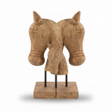Teak Horse Carving — front view
