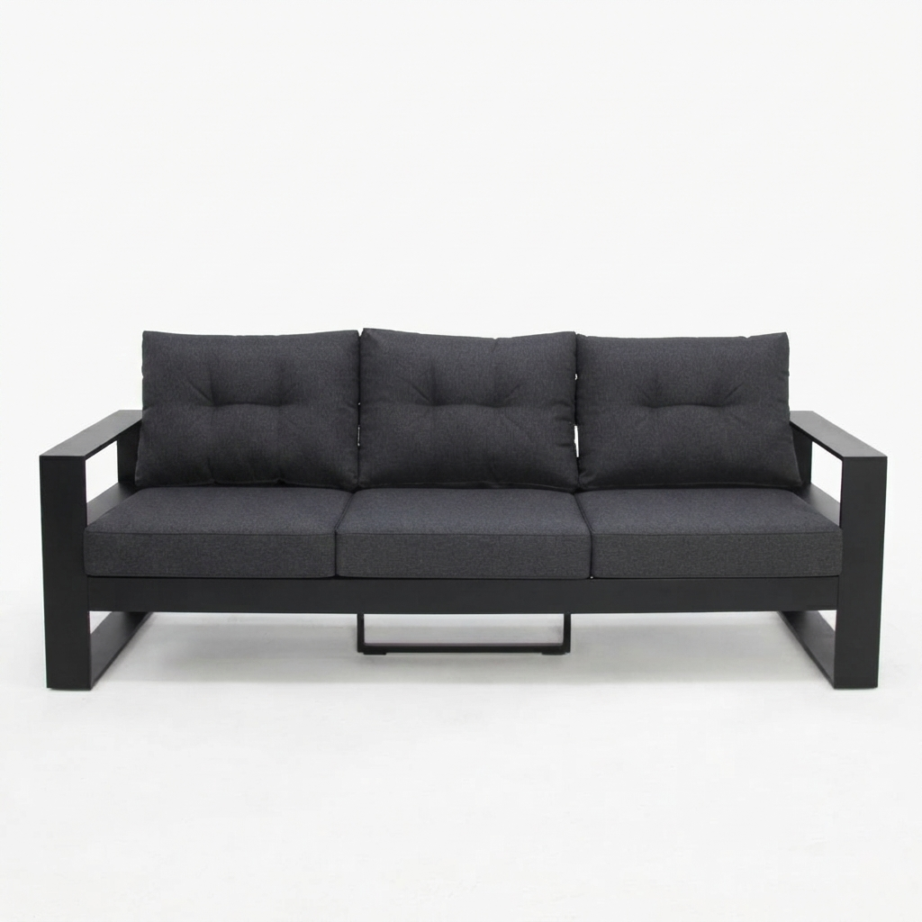 Hayman 3 Seater Lounge - Black — front view