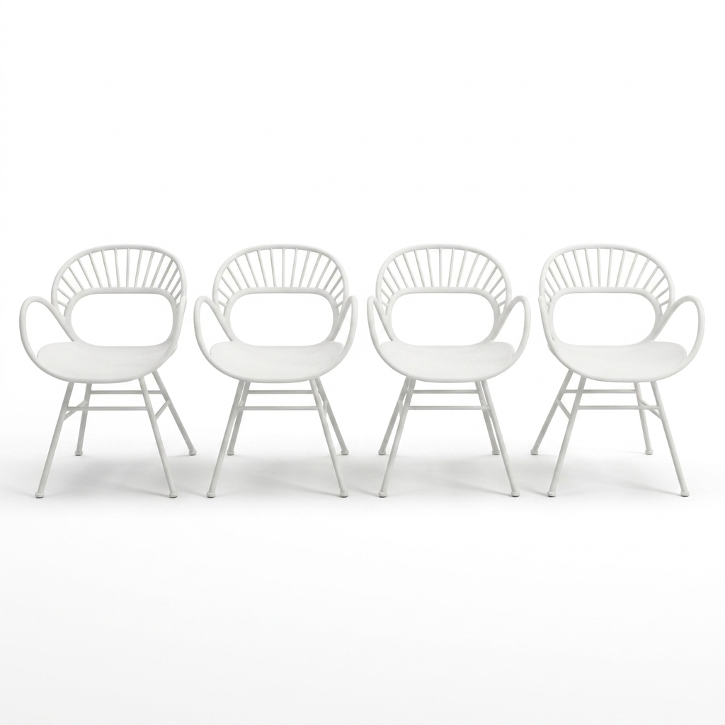 Fantail Dining Chair 4pc - White — front view