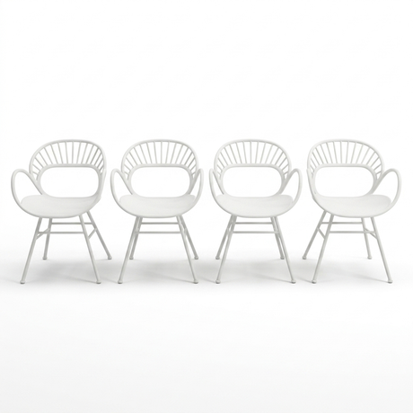 Fantail Dining Chair 4pc - White — front view
