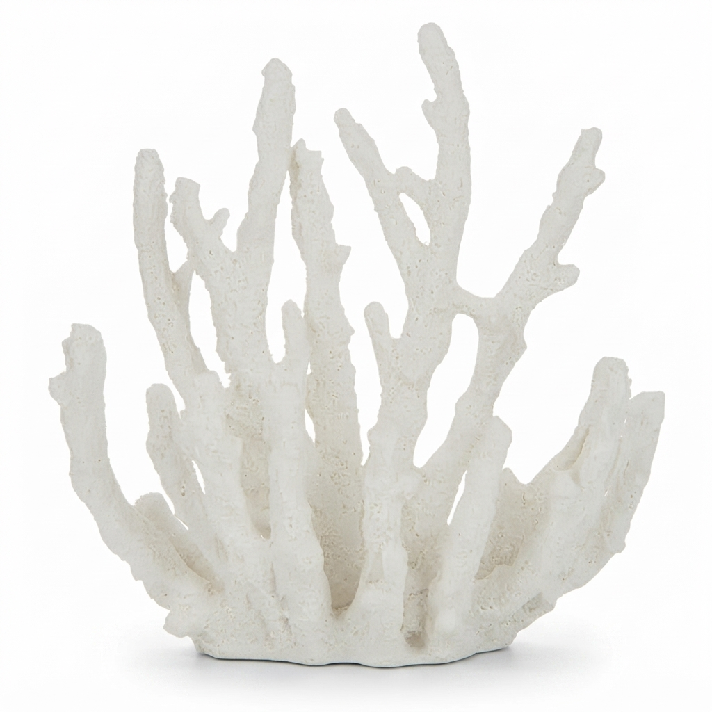 Finger Coral Resin Sculpture White — front view
