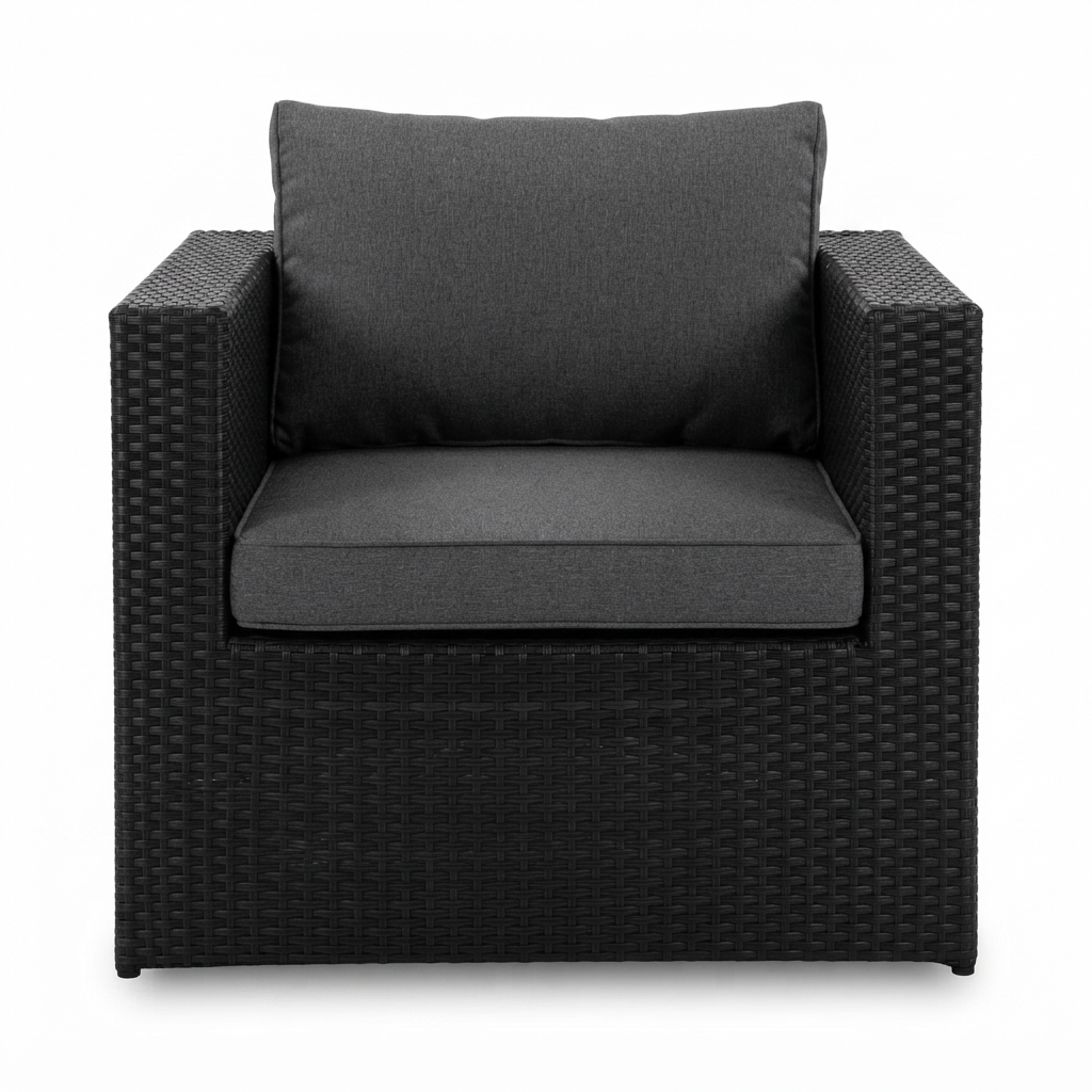 Moto Black Wicker Armchair — front view