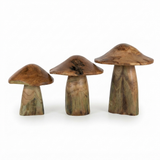 Teak Mushroom Sculpture — front view