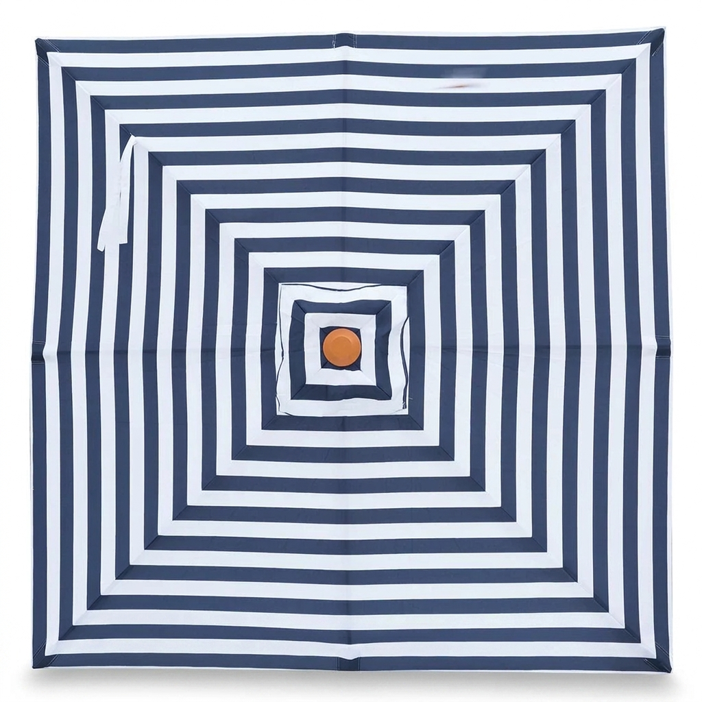 Replacement Canopy for 2m Aluminium Umbrella - Navy and White Stripe — front view