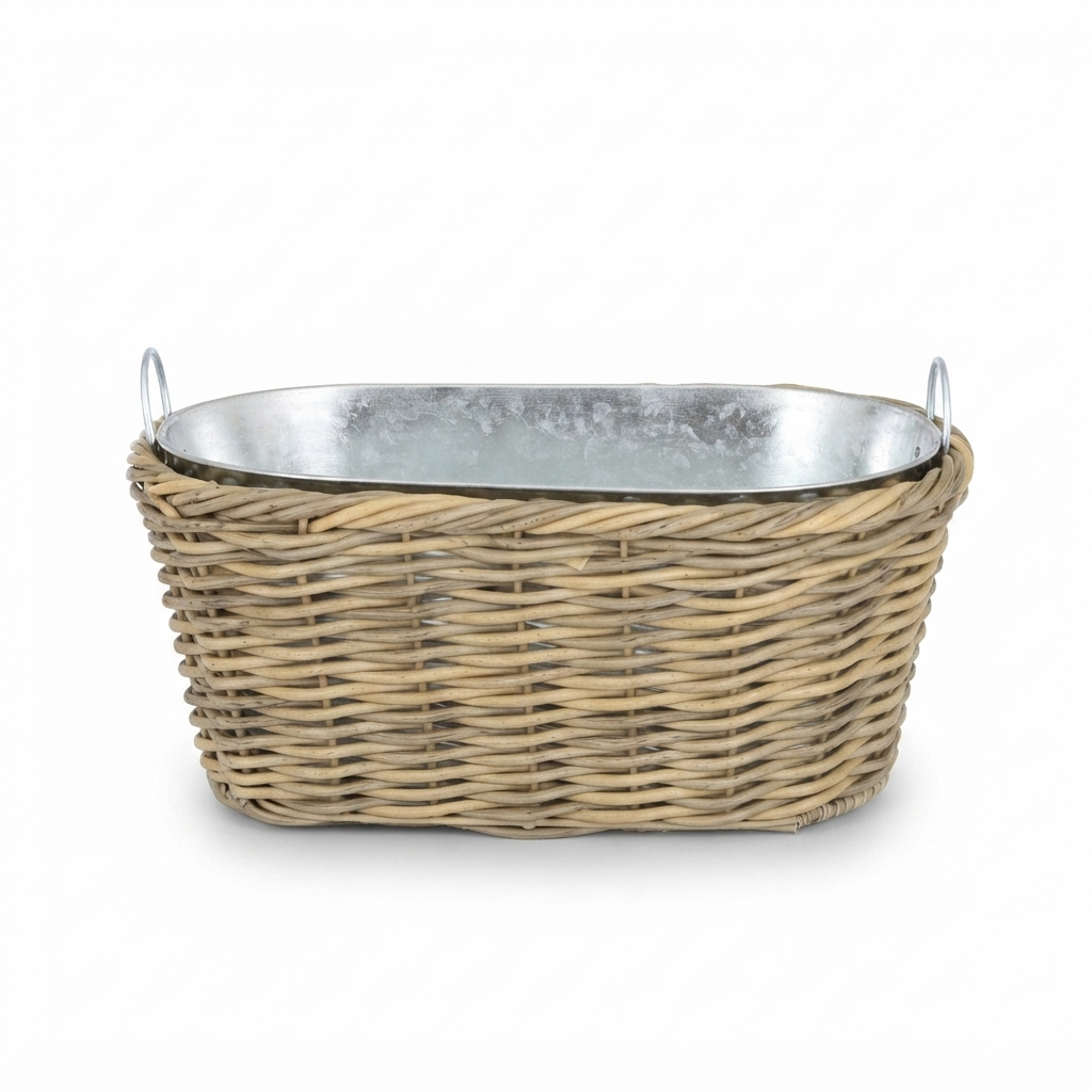 Bubbles PE Rattan Cooler Nat 43x28x18cm — front view