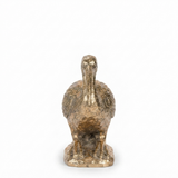 Kneeling Crane Sculpture - Gold — front view