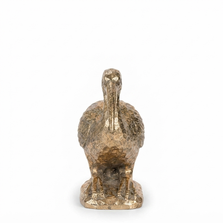 Kneeling Crane Sculpture - Gold — front view