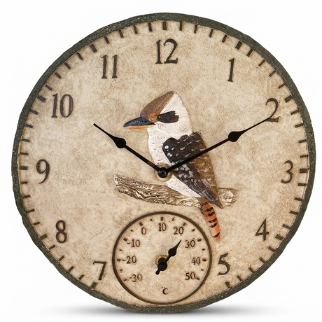 Kookaburra Outdoor Clock — front view