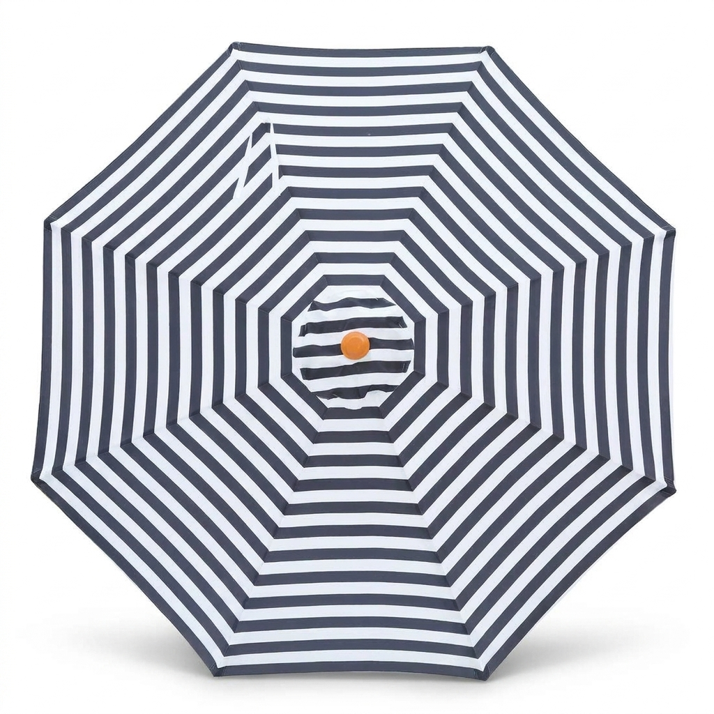 Replacement Canopy for 3m Aluminium Umbrella - Black and White Stripe — front view