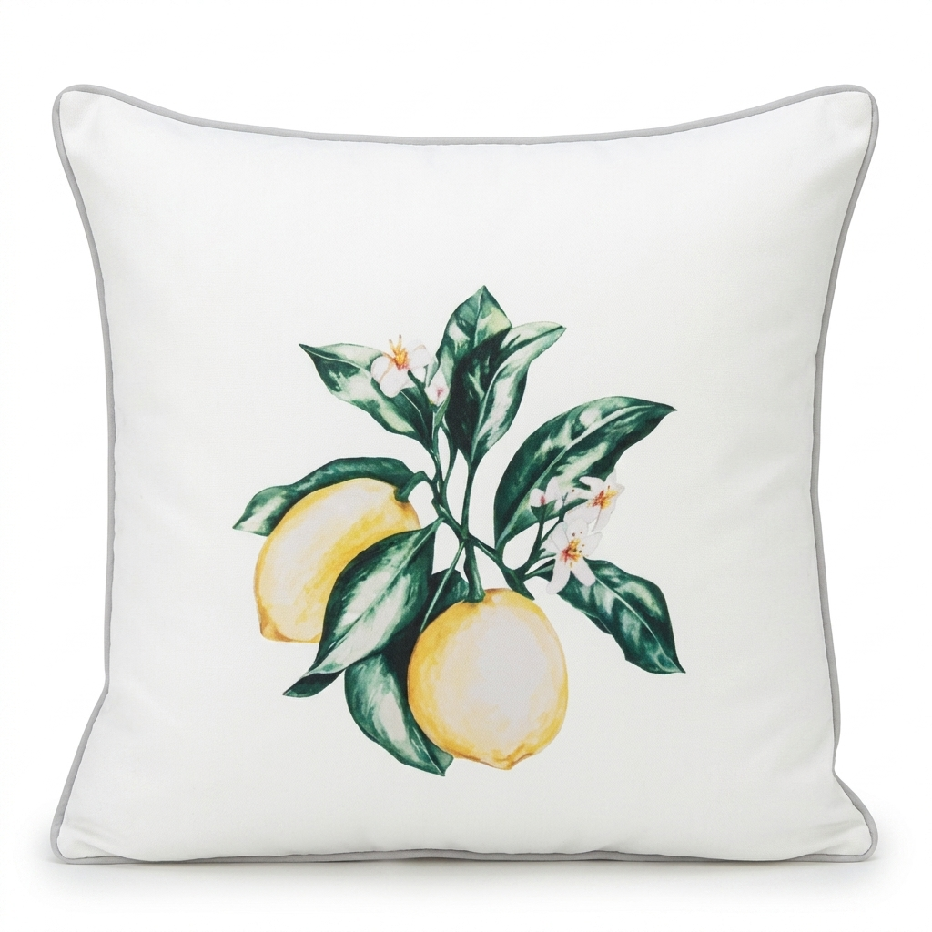 Citrus White 45x45cm Outdoor Cushion — front view