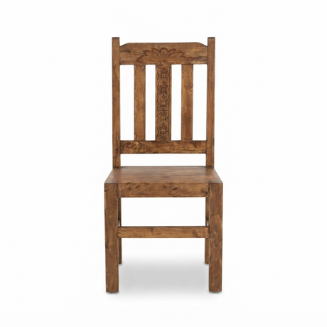 Teak Carved Side Chair — front view