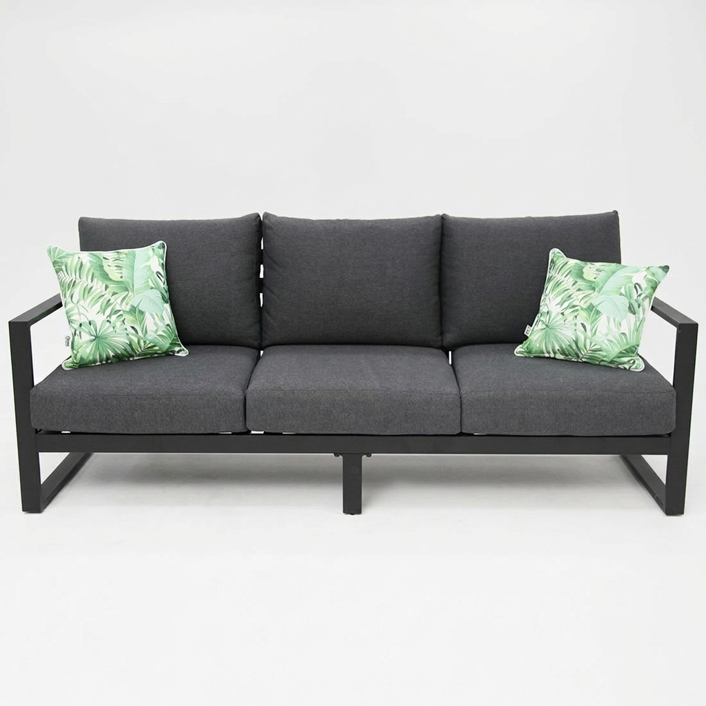 Dallas 3-Seater Lounge - Black — front view