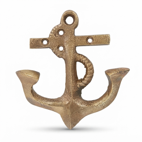 Anchor Brass Wall Hook (11 x 11cm) — front view