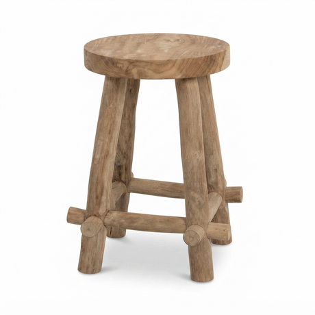 Bali Teak Stool — front view
