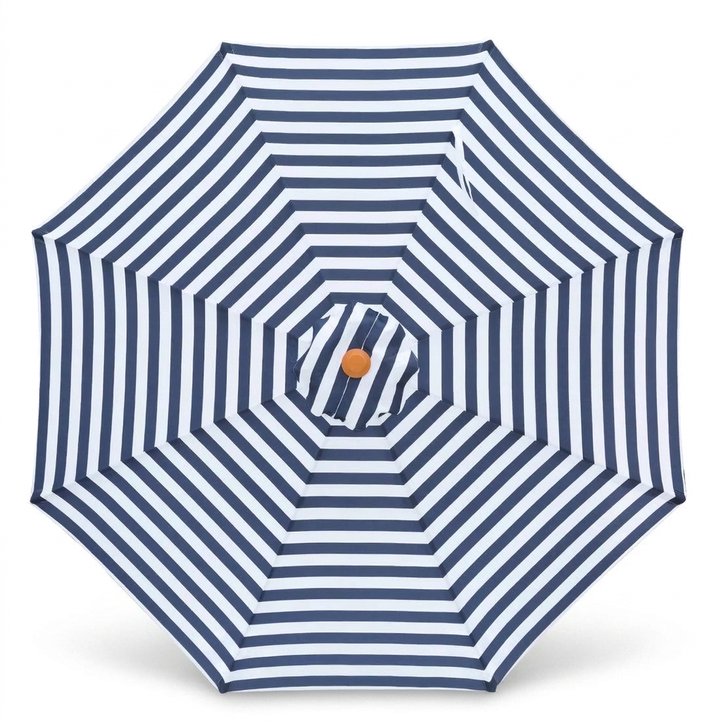 Replacement Canopy for 3m Bamboo Umbrella - Navy and White Stripe — front view