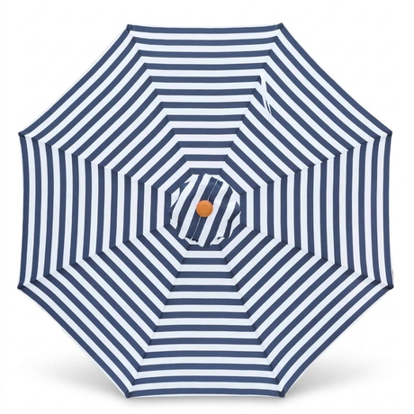 Replacement Canopy for 3m Bamboo Umbrella - Navy and White Stripe — front view