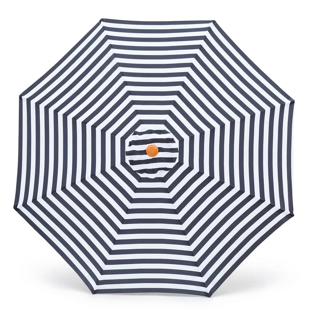 Replacement Canopy for 3m Bamboo Umbrella - Black and White Stripe — front view