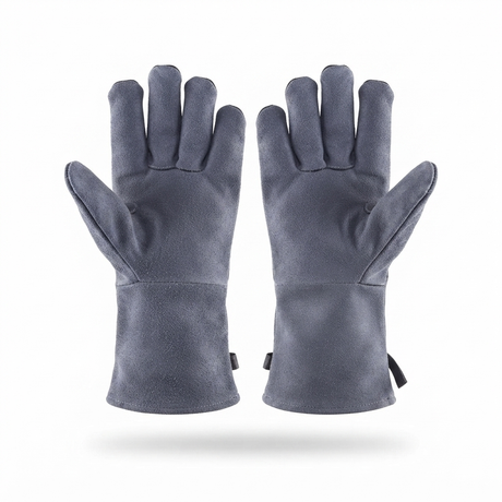 Genuine Leather Barbecue Gloves — front view