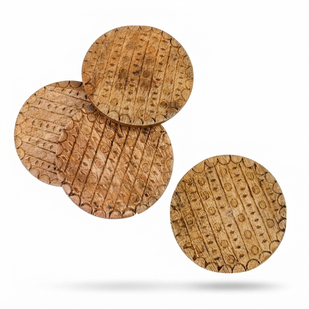Set/4 MWood Coasters — front view