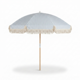 Marble Blue and White Stripe Beach Umbrella — front view