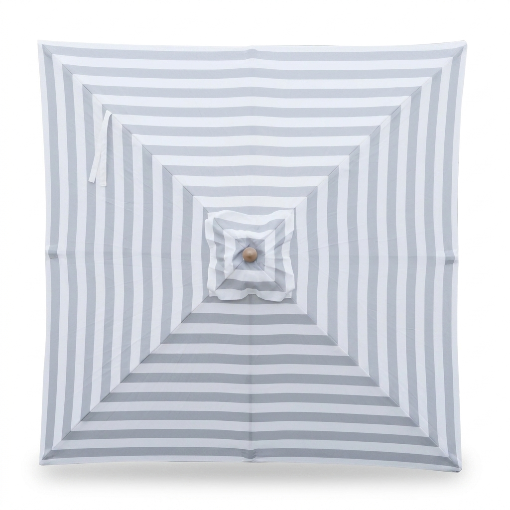 Replacement Canopy for 2m Bamboo Umbrella - Grey and White Stripe — front view