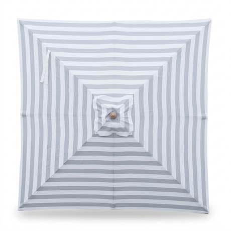 Replacement Canopy for 2m Bamboo Umbrella - Grey and White Stripe — front view