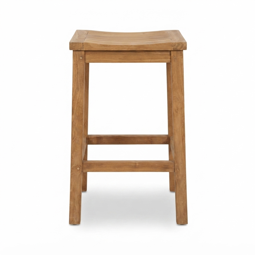 Teak Bar Stool — front view