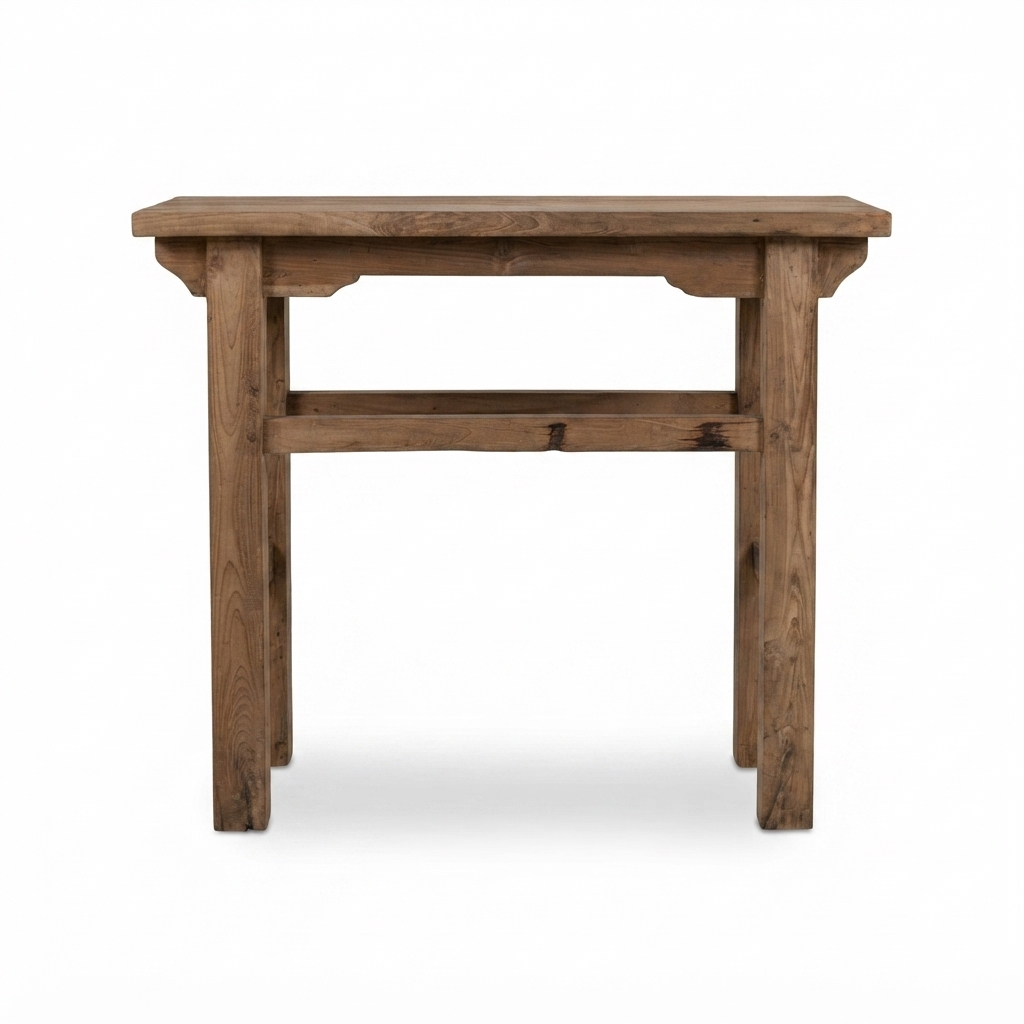 Rustic Teak Console Table — side view