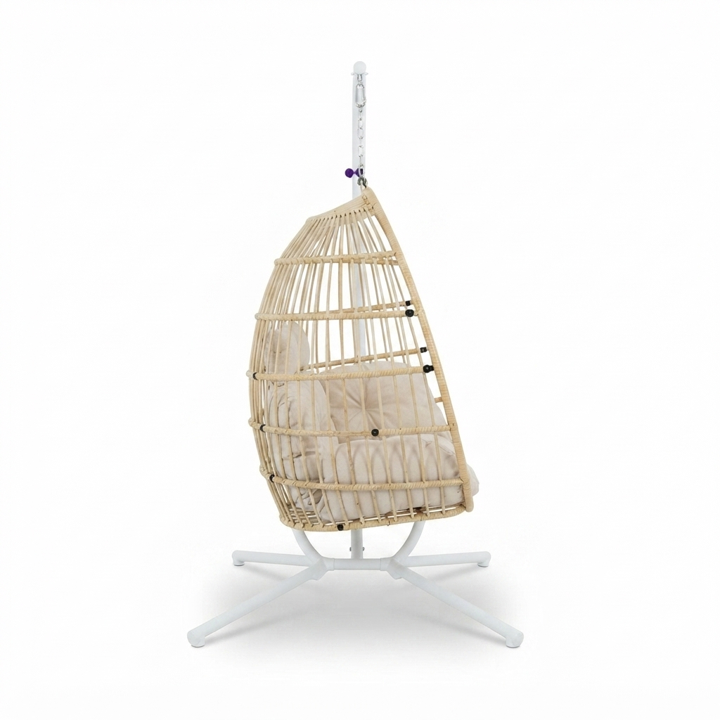 Snug Steel Hanging Chair - Natural — side view
