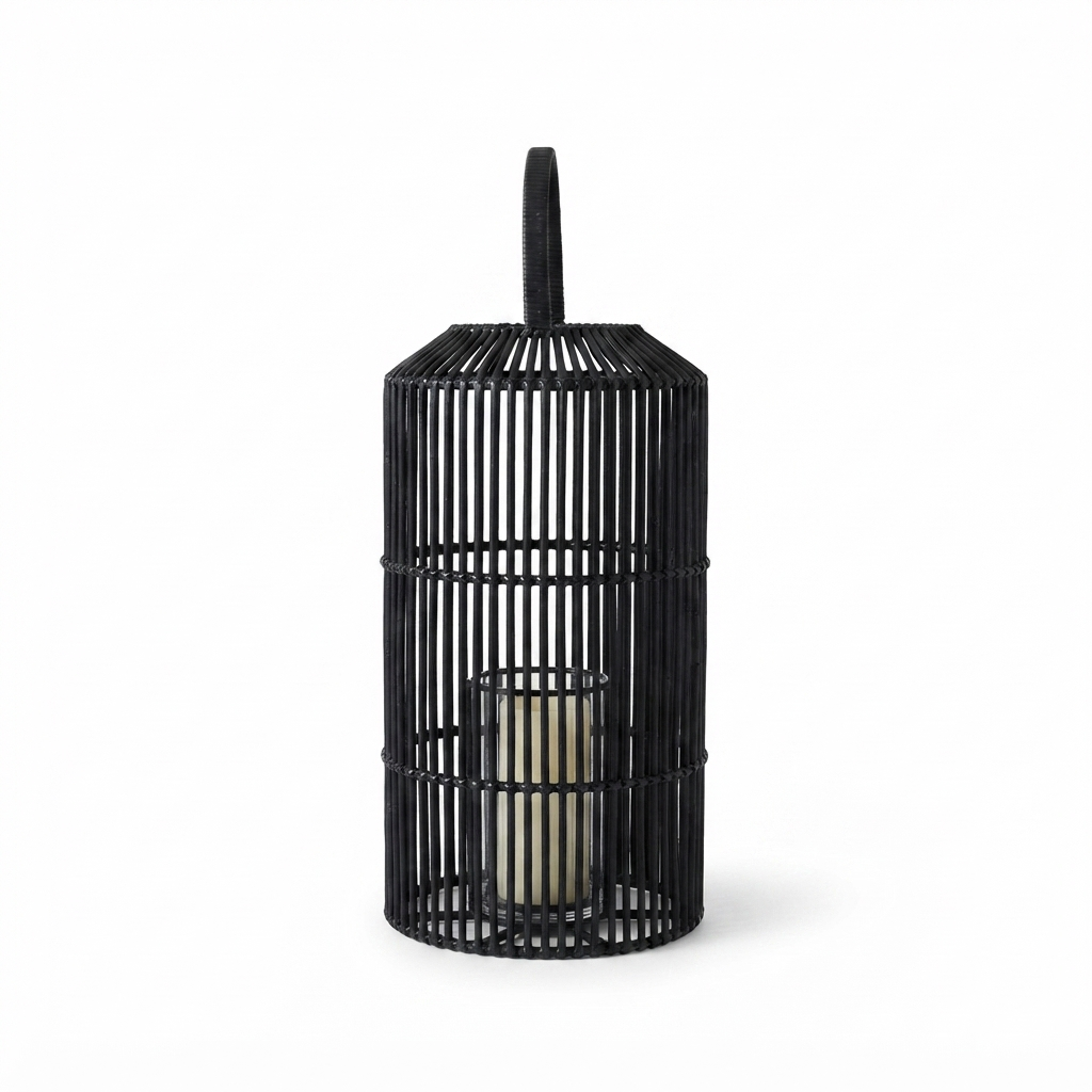 Toby Cylinder Lantern Black Large — side view