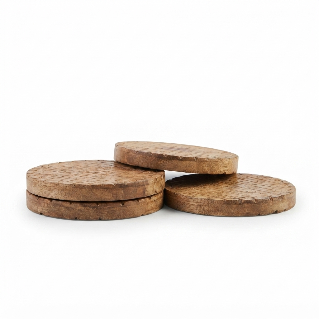 Set/4 MWood Coasters — side view