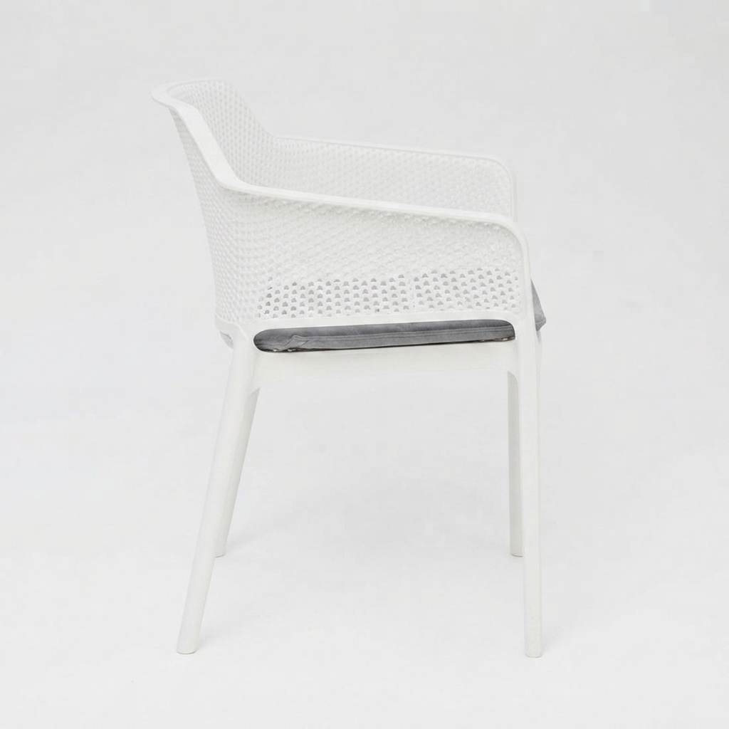 Bailey Dining Armchair - White — side view