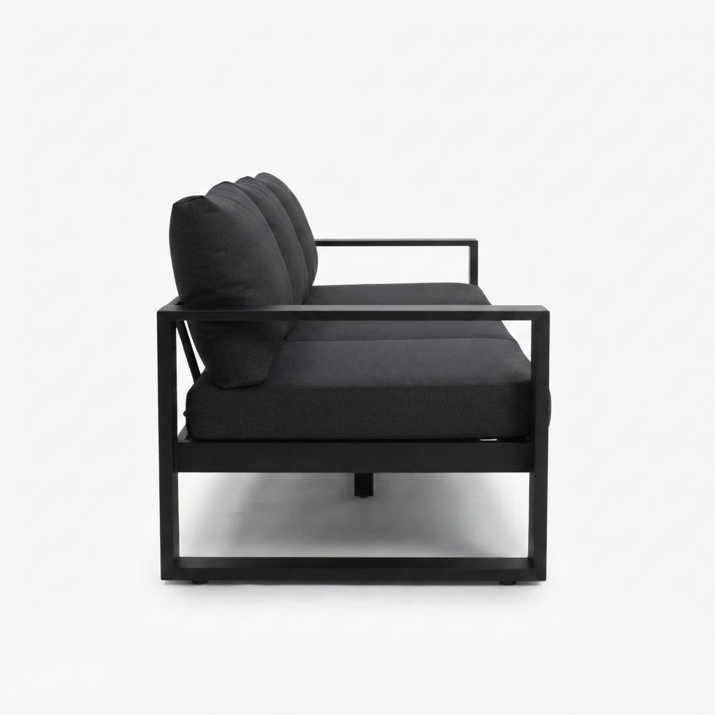 Hayman 3 Seater Lounge - Black — side view