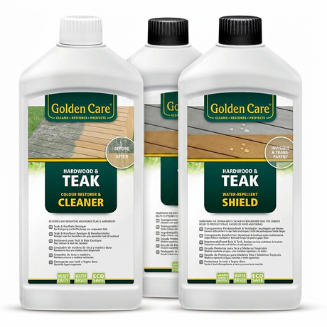 Golden Care Teak Cleaner and Teak Shield Pack — side view