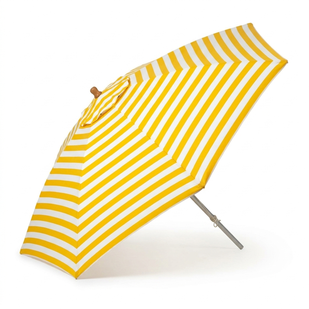Replacement Canopy for 3m Aluminium Umbrella - Yellow and White Stripe — side view