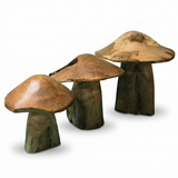 Teak Mushroom Sculpture — side view