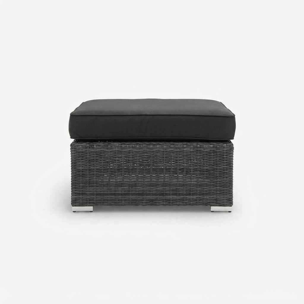 Amani Small Storage Black Char Ottoman — side view